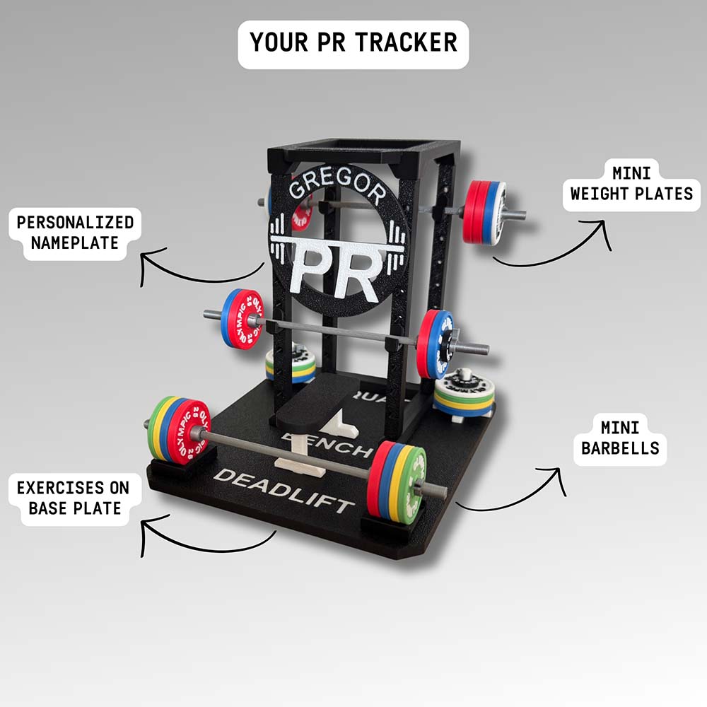 Gym equipment with labeled parts on a gray background